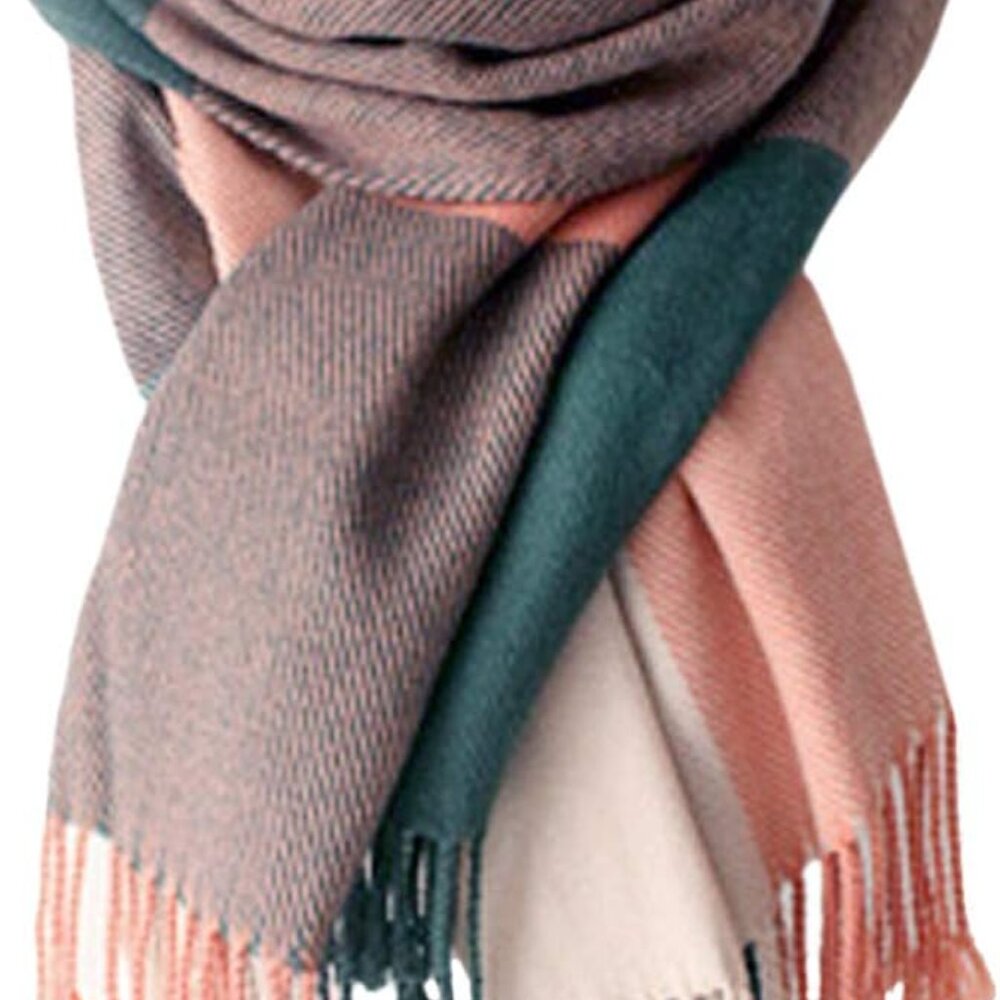 Women's Long Plaid Blanket Scarf Chunky Oversized Winter Fall Warm Scarf Big Tar